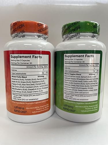 Miniatura 7 de Superfood MD Suplemento de frutas y verduras, superalimentos naturales integrales, con betacaroteno, sin soja, 90 unidades (paquete de 2)