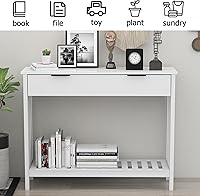 Vista 3 de TaoHFE White Narrow Console Table with Storage Modern Wood Entryway Table with Drawer Hallway Table Sofa Tables for Living Room, Entrance Tables for