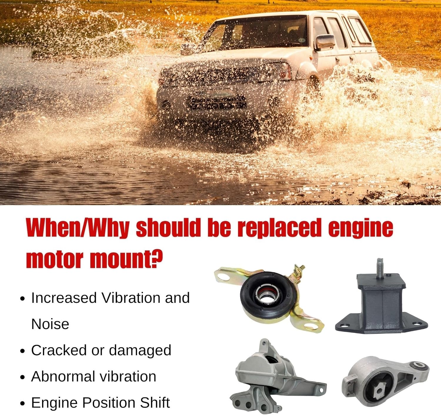 2 Front Engine Mount Motor Mount fits Ford Country Squire 1963 1964 fits Ford Falcon 1964 1965 fits Ford Mustang 1964-1966 fits Ford Ranchero 1965 fits 1963-1964 Mercury Come