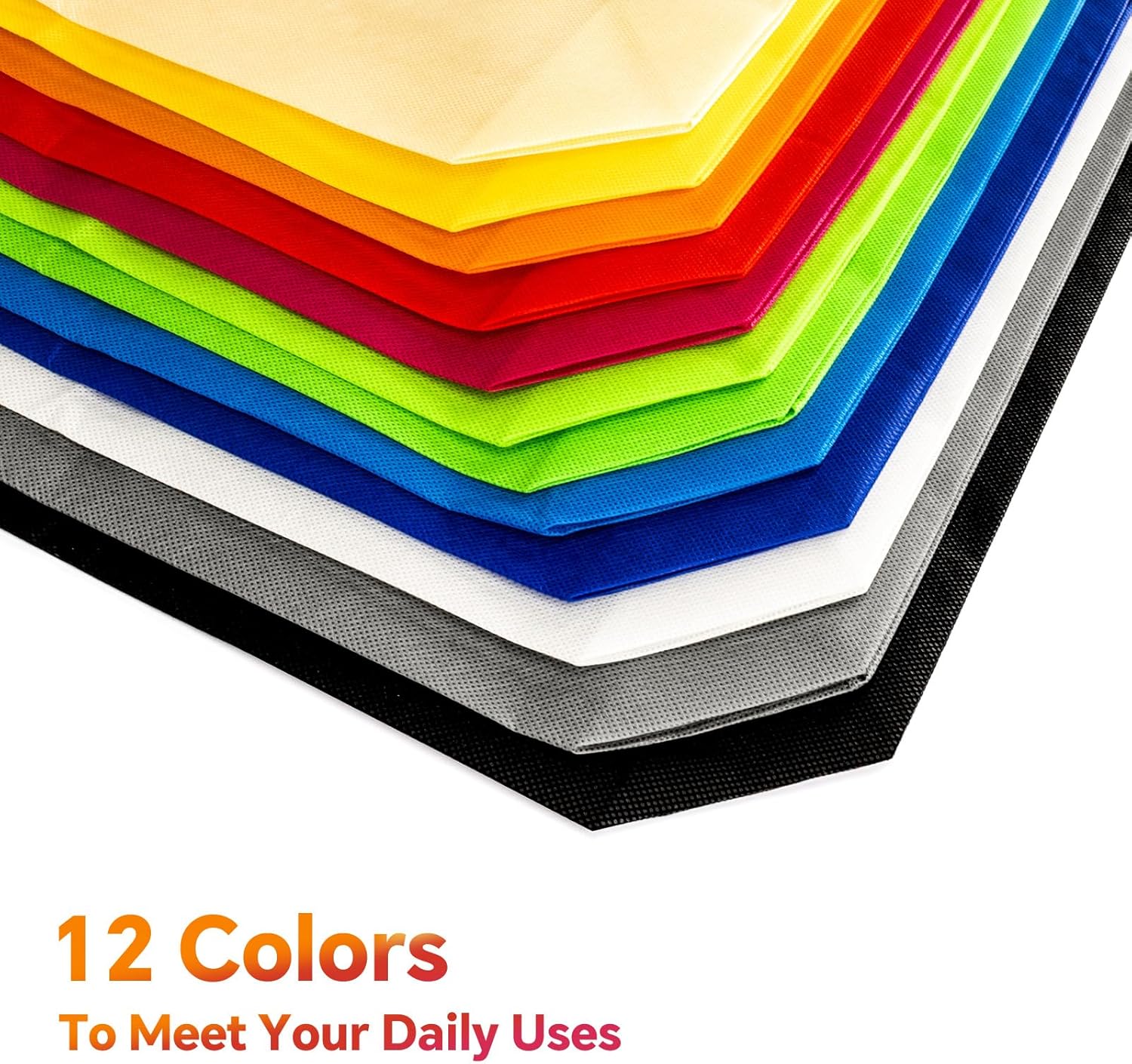 24 Pack Reusable Grocery Bags, Colorful Non-Woven Shopping Bags, Foldable Tote Bags Bulk - Image 6