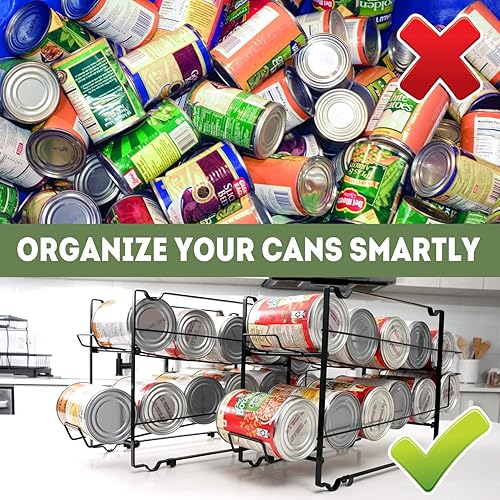 Miniatura 6 de DINEST Paquete de 2 organizadores apilables de latas de soda, dispensador de estante resistente a la corrosión para 24 latas, fácil montaje, gran