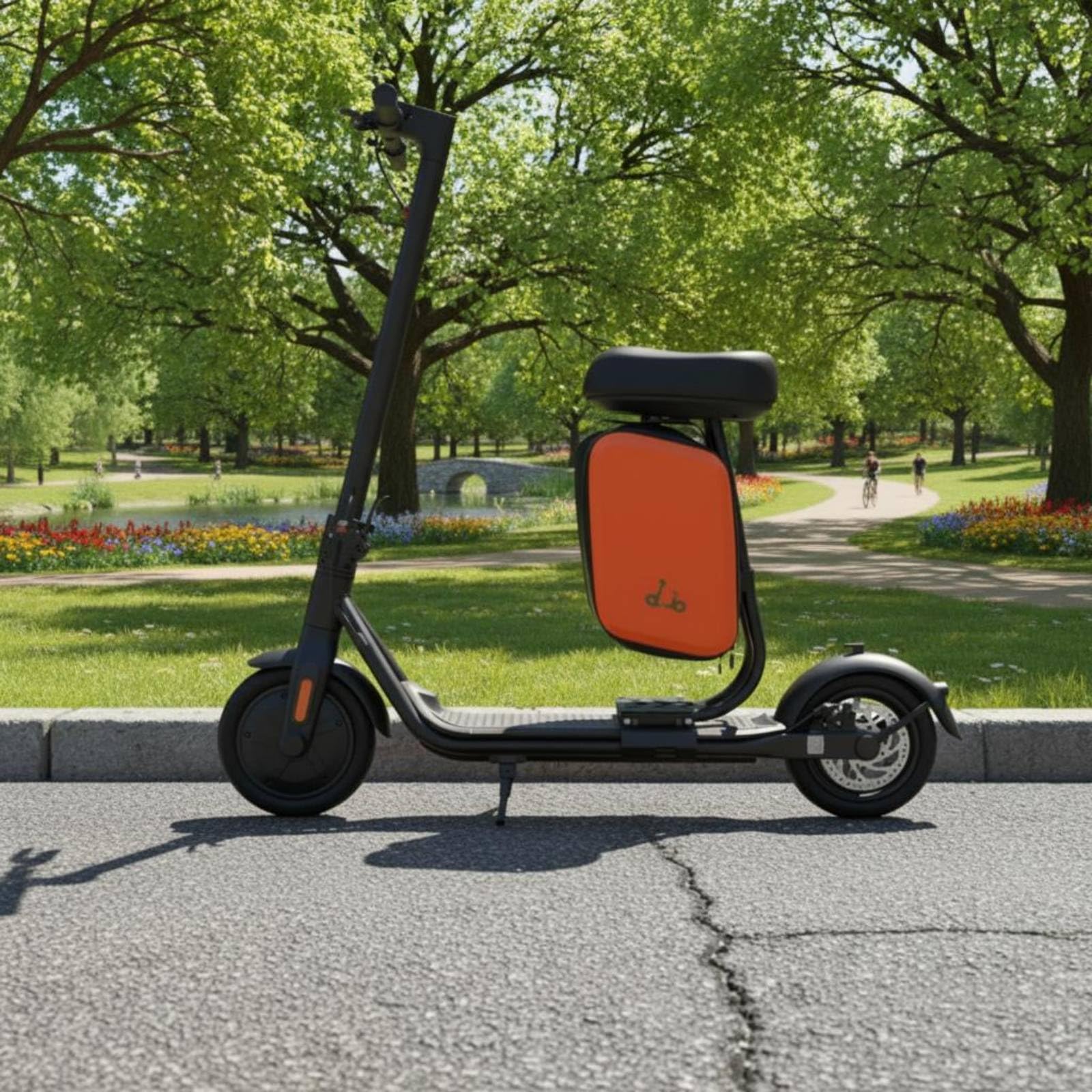 rockible Scooter Seat Attachment Sella per Monopattino Sedile Accessorio Supporto con Cuscino Imbottito in PU E Scomparto Borsa Telaio in Metallo Adatto a Tragitti Lunghi Pendolarismo Gite Urbane
