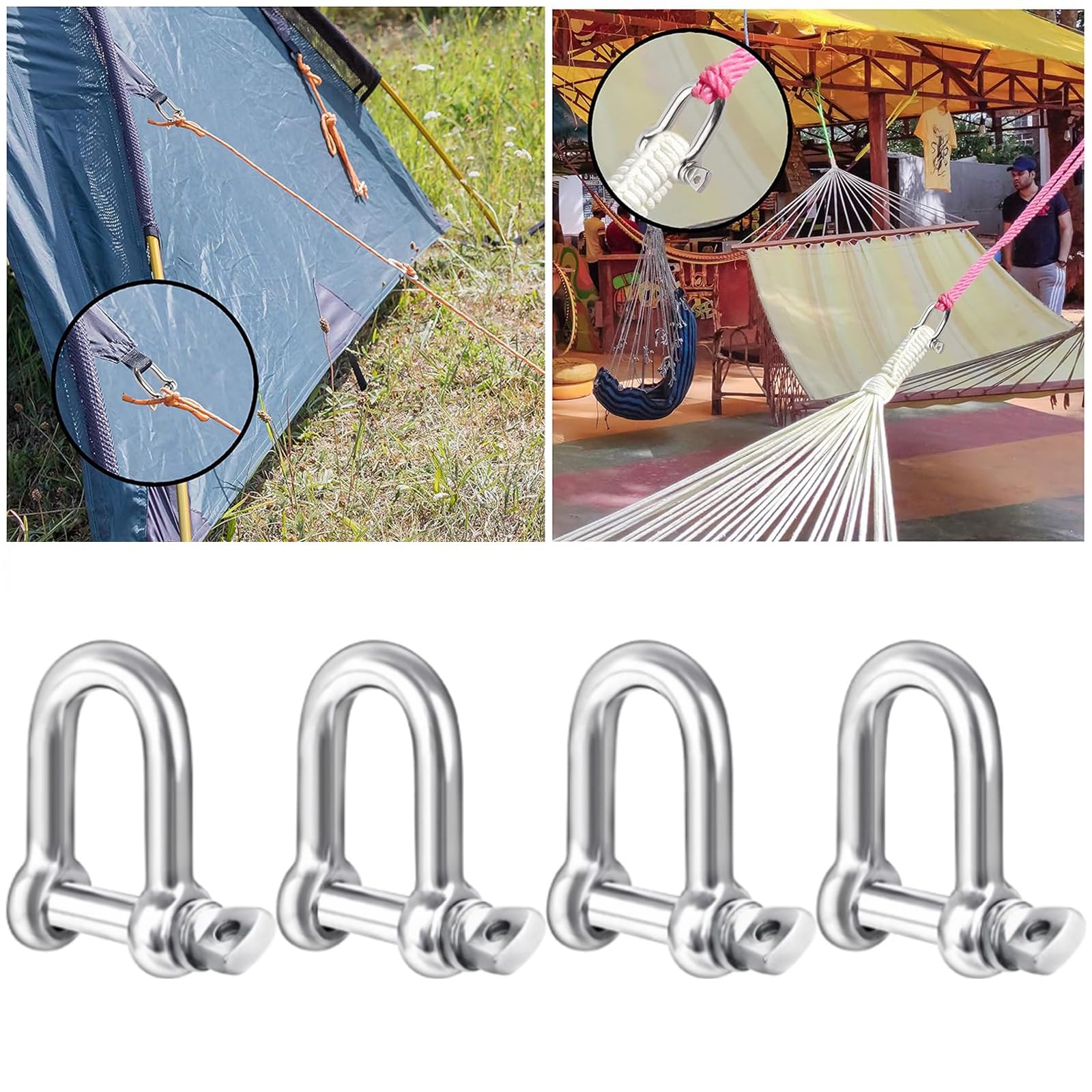 Grilletto In Acciaio Inox M5 - 2 Pezzi, Per Corde, Cinture E Attrezzature, Con Vite A D E Rotazione 360° - Foto 7