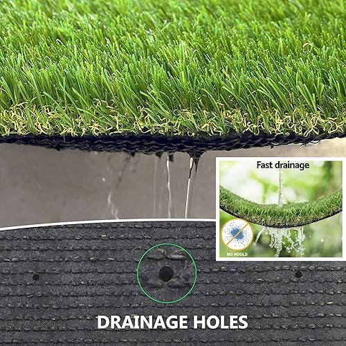 Miniatura 5 de Alfombra de césped artificial para interiores y exteriores, 5 x 8 pies, alfombra de césped sintético verde, alfombra de césped sintético realista