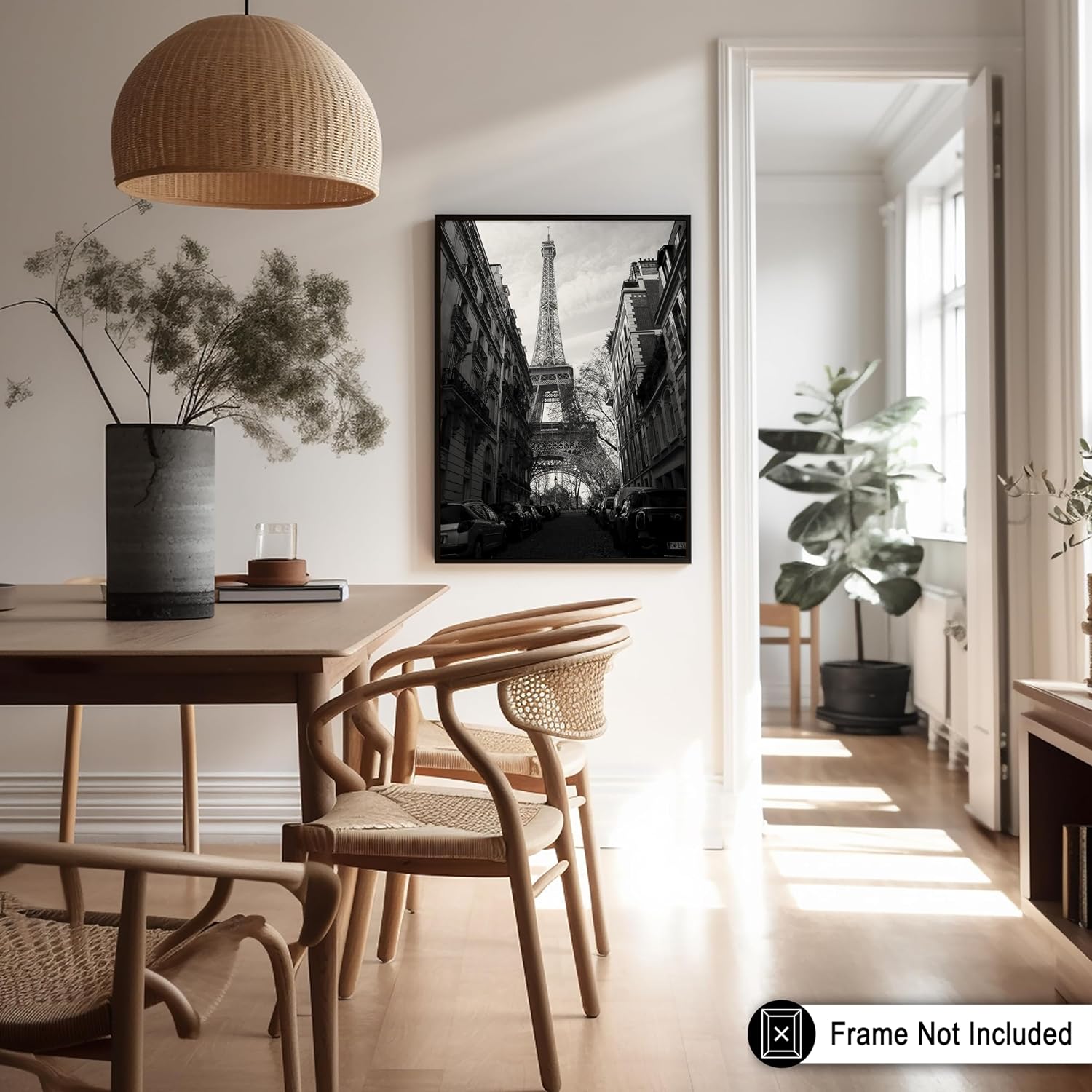 Poster Master Street of Paris Poster - Eiffel Tower Print - Paris Artwork - Photography Design - Black & White Art - City Architecture Design - Living Room or Bedroom Decor - 8x10 UNFRAMED