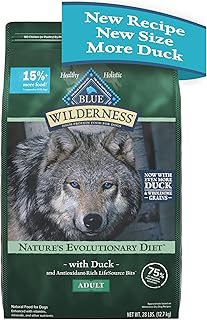 Blue Buffalo Wilderness High Protein Natural Adult Dry Dog Food Plus Wholesome Grains, Duck 28 lb Bag