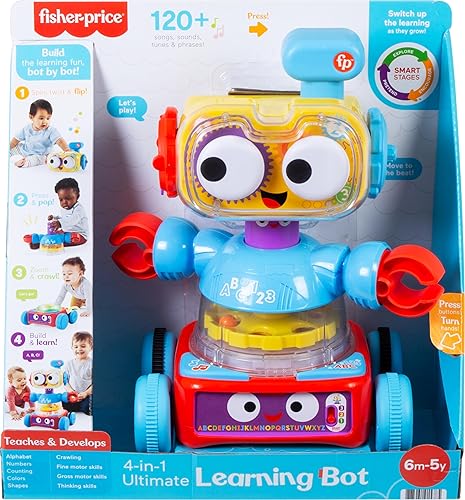 Miniatura 3 de Fisher-Price - Robot de aprendizaje 4 en 1, juguete de actividad electrónico con luces, música y contenido educativo para bebés y niños de 6 meses a