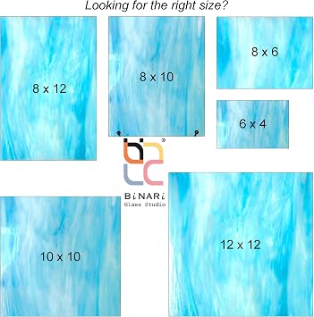 8 x 12 in Sky Blue & White Opal Wissmach Stained Glass Sheet Artist-Selected and Handcrafted in the USA for Tiffany-Style, Mosaic & DIY Craftsmanship | Curated by BiNARi Glass Studio