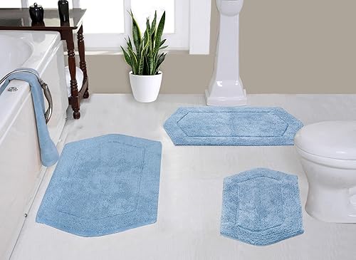 Home Weavers - Alfombras de baño 100% algodón copetudo, colección Waterford, extrasuaves y absorbentes, antideslizantes, lavables a máquina, juego