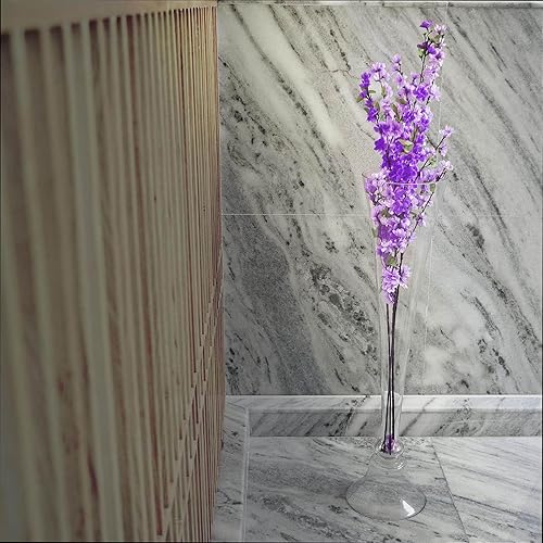 Miniatura 7 de Efavormart - 1 jarrón de trompeta de vidrio reversible transparente de 40 pulgadas, jarrones altos de cristal, bodas, eventos, decoración del hogar