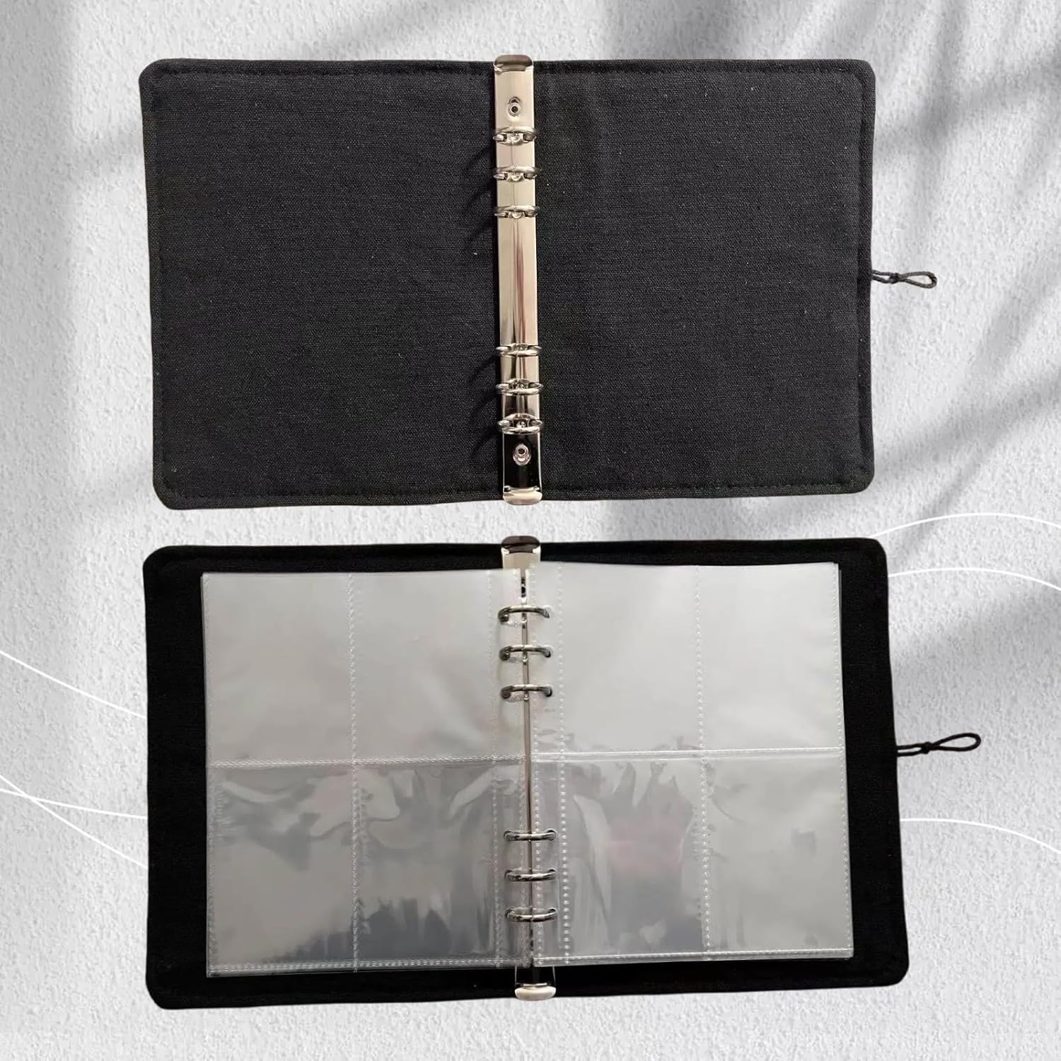 Soft Fabric Photocard Binder,Photo Card Holder, Kpop Photocard Binder,Pokemon Card Binder, 4 Pocket Card Binder,Can Hold 240 Cards (black)