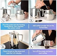 Vista 5 de VeoHome Stovetop Espresso Coffee Maker - 10 Cups 500ml Multi-Stove Stainless Steel Induction Moka Pot - Unbreakable and Dishwasher-Safe Italian