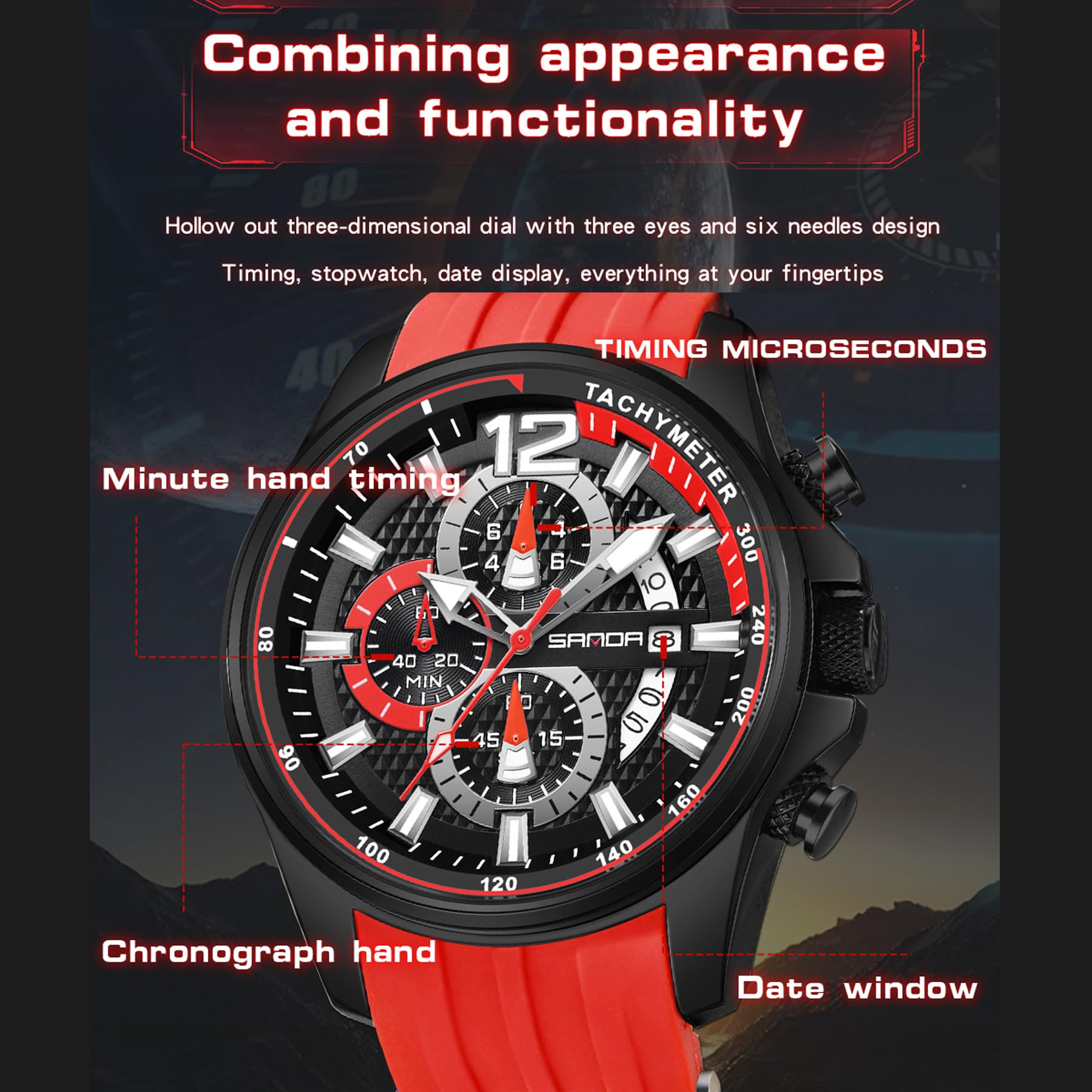 Relojes analógicos para hombre, reloj deportivo militar, esfera grande, resistente al agua hasta 30 m, correa de silicona, reloj de cuarzo casual de moda para hombre