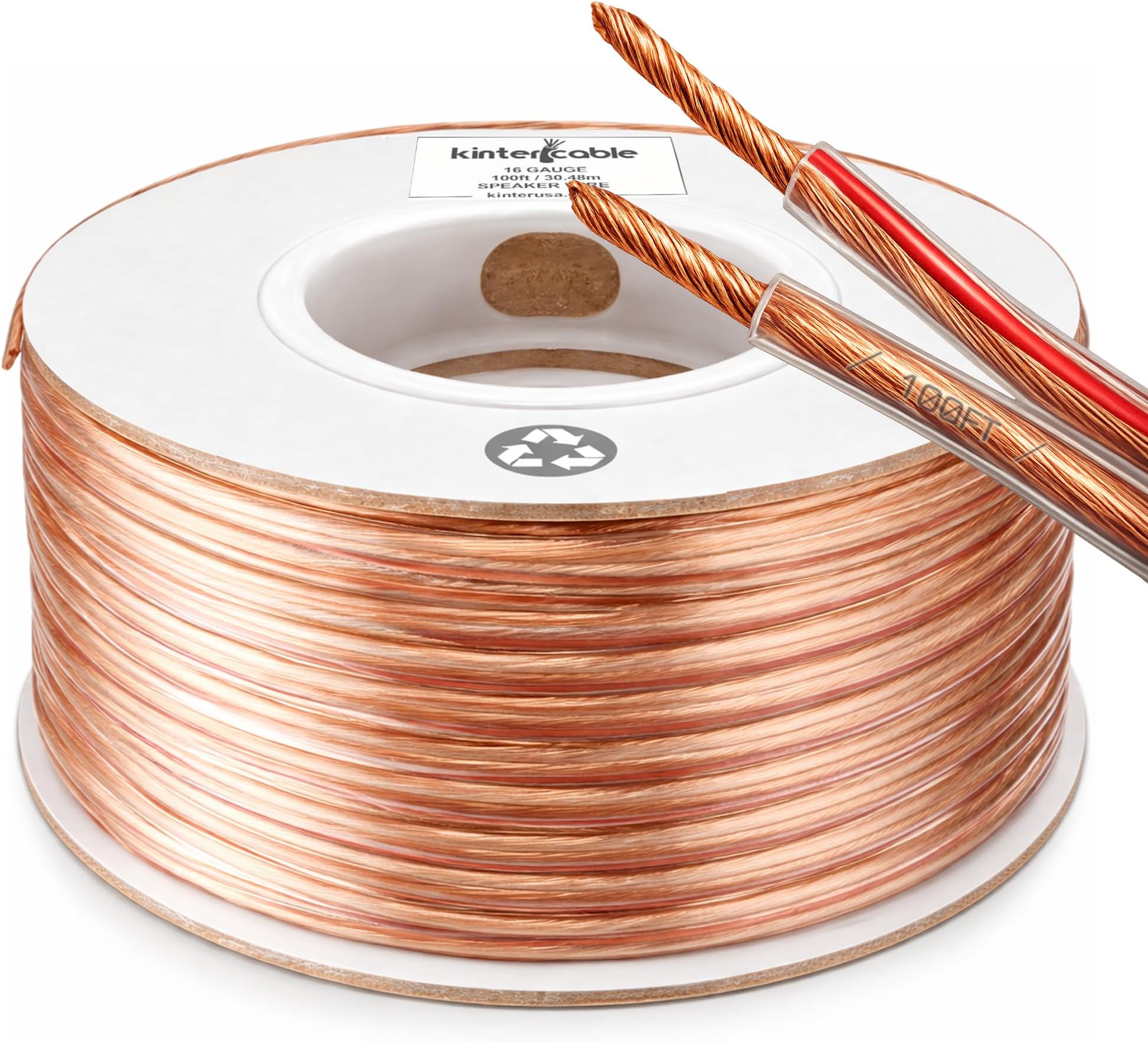 Cable 100ft 16-Gauge Audio Stereo Speaker Wire Cable, 100 Feet, 30.48 Meters, 2 Conductor, Polarity Marked, Flexible Clear PVC, CCA, Home Theater, HiFi, Surround or Auto Amps PCゲーム1575