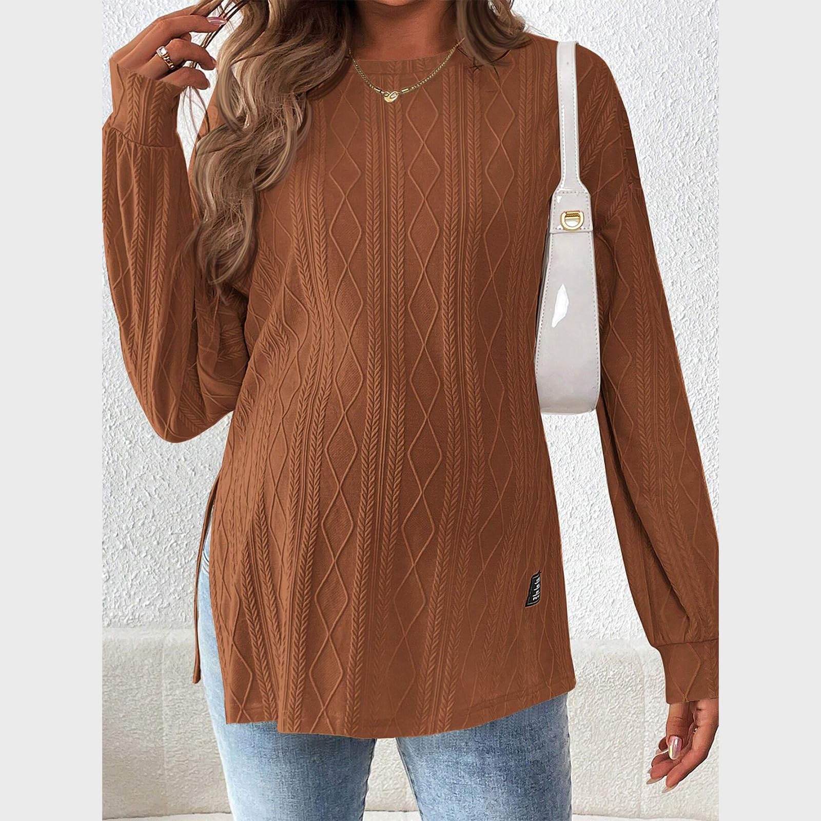 Bequemes, elastisches Schwangerschafts-Top für Freizeit- und Büro-Outfits, modisches Hemd, klassisch, Mutterschaft, Langarm-T-Shirt, Damen, T-Shirt, Polyester