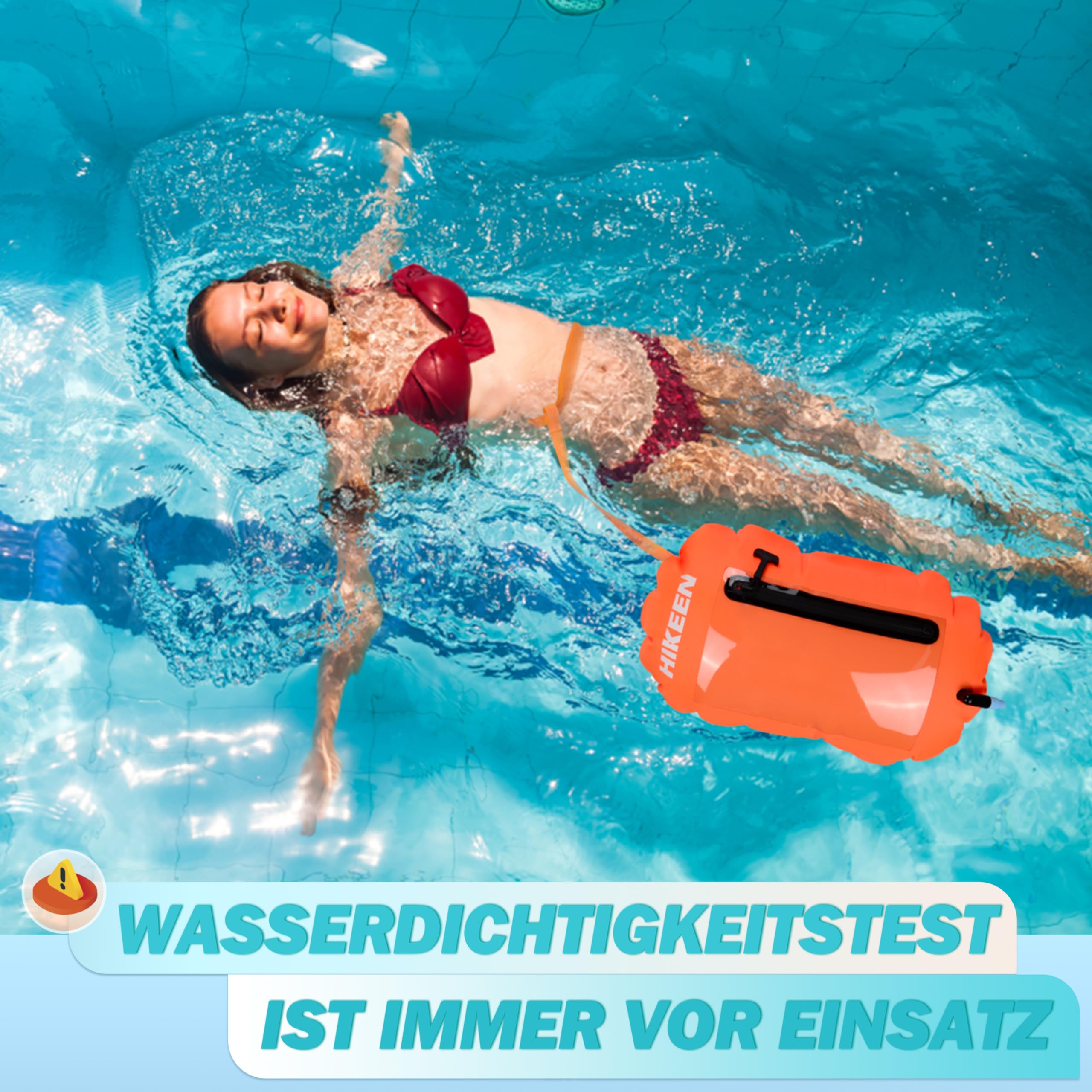 BOOSTEADY Schwimmboje Trockensack IPX7 Wasserdicht mit Touchscreen-Handyfach – Aufblasbare Swimming Buoy für Triathlon, Schnorcheln & Freiwasserschwimmen