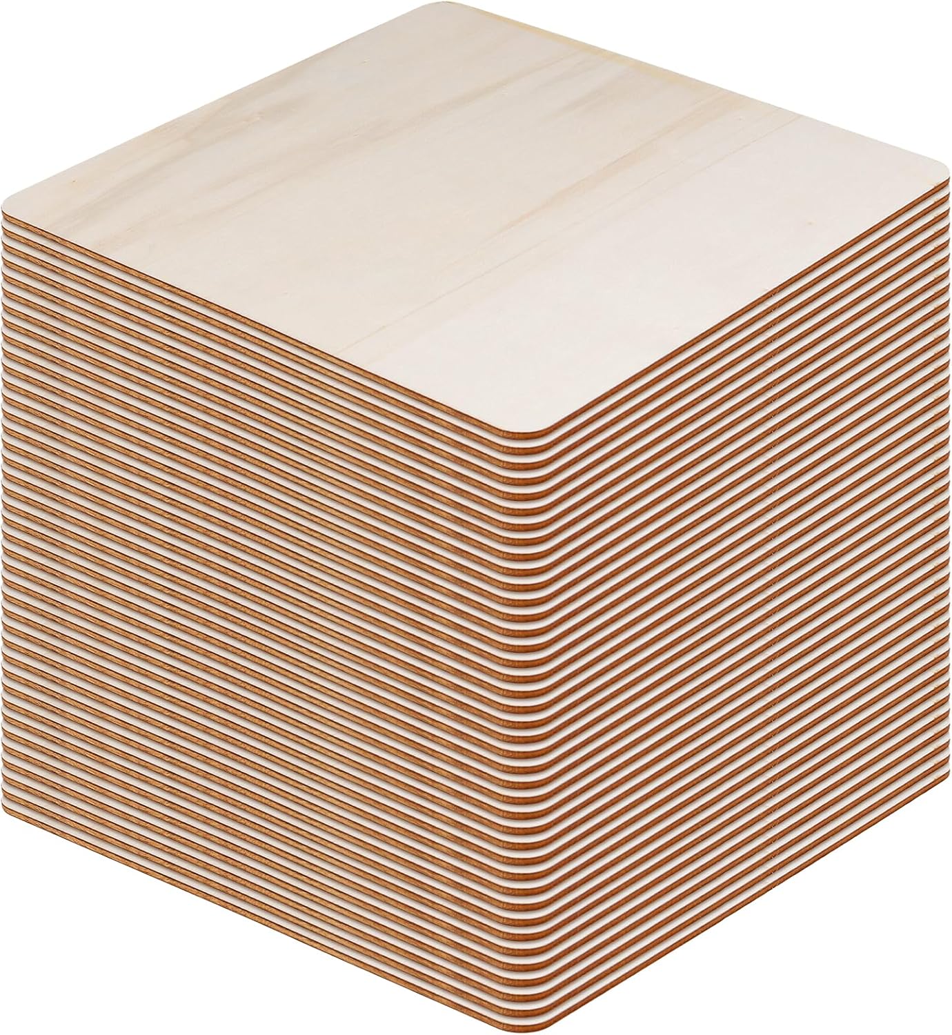 40 PCS Unfinished Plywood Sheets, 8 x 8 Inches, 1/8 Inches Thick, Square Wood Blanks for DIY Crafts, Painting