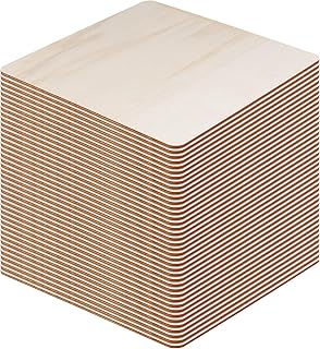 NINGWAAN 40 PCS Unfinished Plywood Sheets, 8 x 8 Inches, 1/8 Inches Thick, Square Wood Blanks for DIY Crafts, Painting