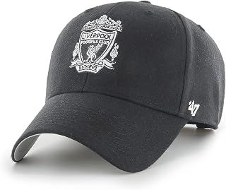 47 Liverpool FC MVP Unisex Baseball Cap Black, Hook & Loop Strap, LFC Badge Logo, Colour Black