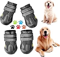 CovertSafe Dog Boots Non-Slip Waterproof Booties for Medium Large Dogs - Rugged Sole Outdoor Shoes 4 Pack Black