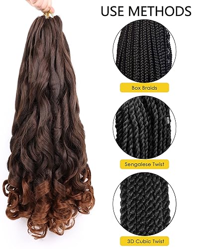 Miniatura 261 de Cabello rizado francés trenzado de 20 pulgadas, color 4, cabello rizado preestirado, 8 paquetes de trenzas de ganchillo para trenzas de caja