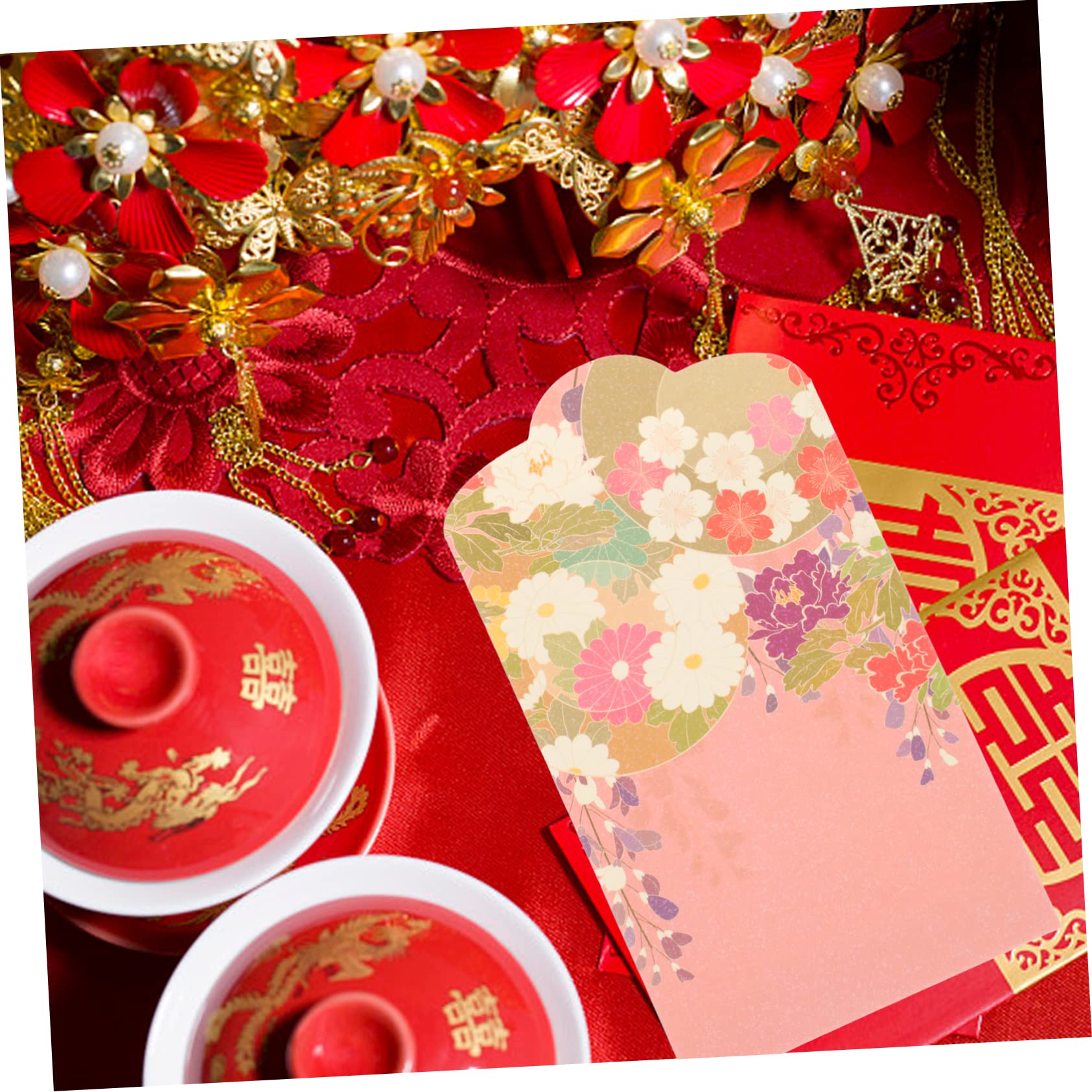 4 Ensembles Enveloppe Rouge De Style Bourse D'argent Paquet Enveloppes D'argent Pour L'argent Enveloppes Pour De L'argent D'argent Décoratif Papier 50 Pièces * 4 Lurrose