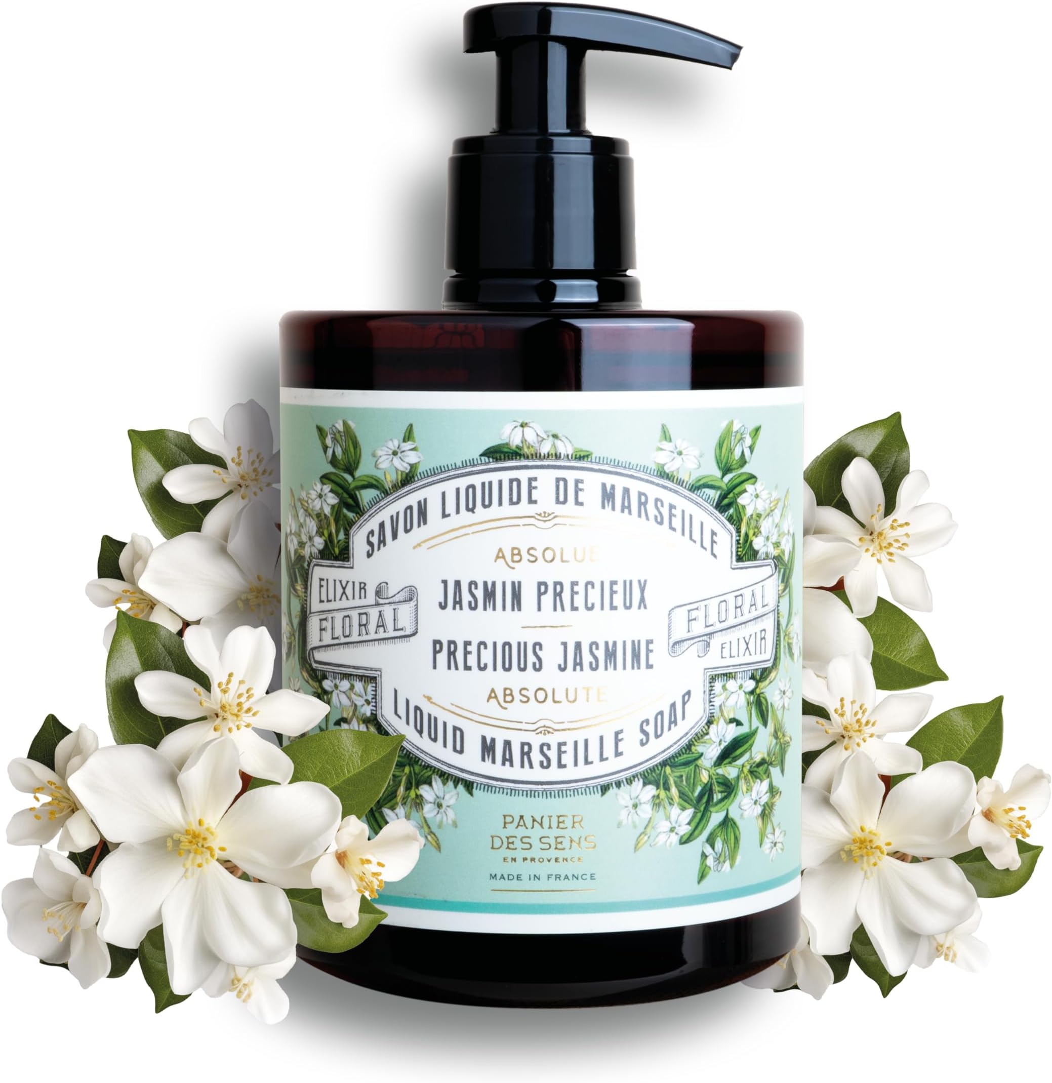 Panier des Sens Liquid Hand Soap – French Savon de Marseille, Natural Hand Wash (96% Ingredients), Gentle & Moisturizing, 16.9 fl oz (16.9 Fl Oz, Precious Jasmine)