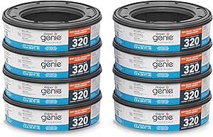Diaper Genie Essentials Round Refill 8-Pack, Unscented, Fits Complete Pails