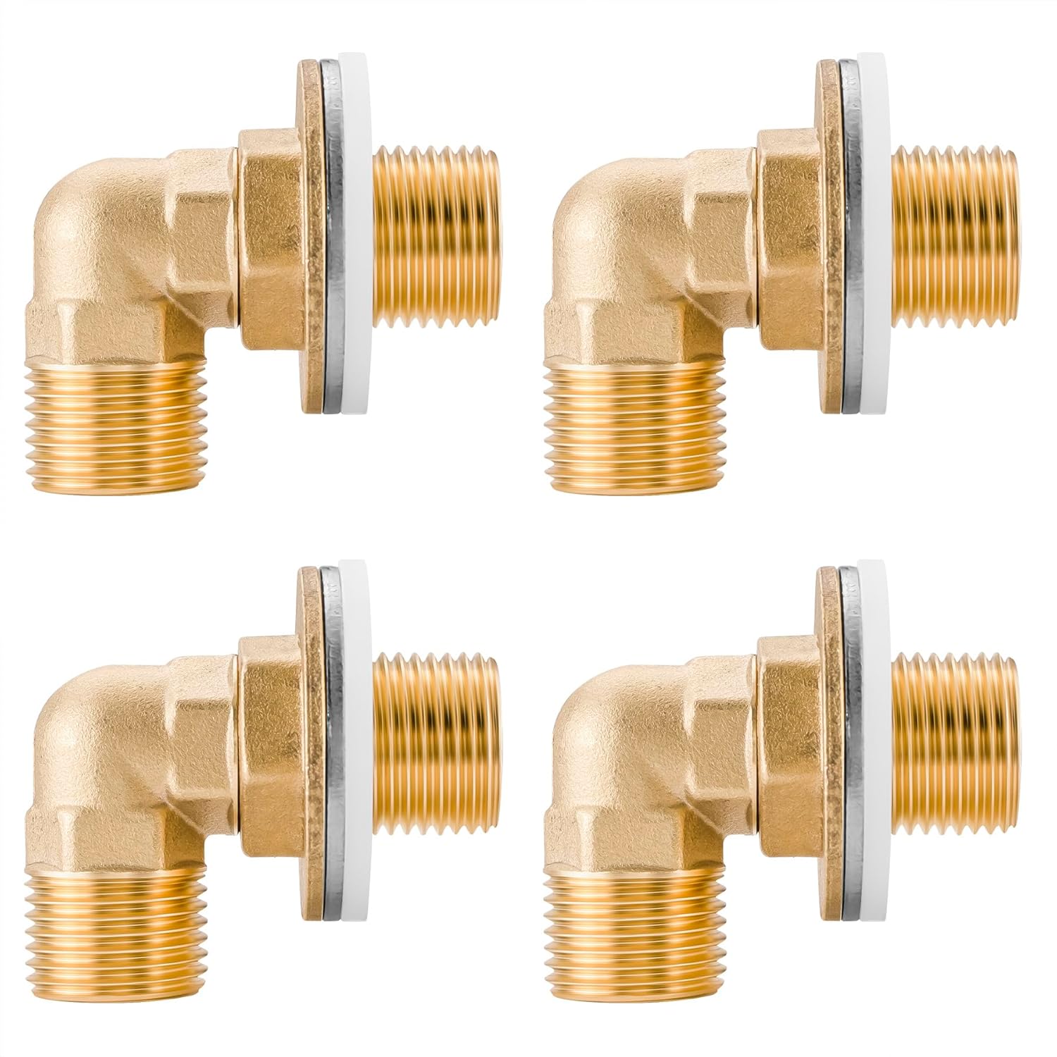 Jingzan 4 set Commercial Wall Mount Faucet Installation Kit, G1/2 Brass Elbow Adapter, Backsplash Mount Set for Stainless Steel Kitchen Prep & Utility Sink (4)