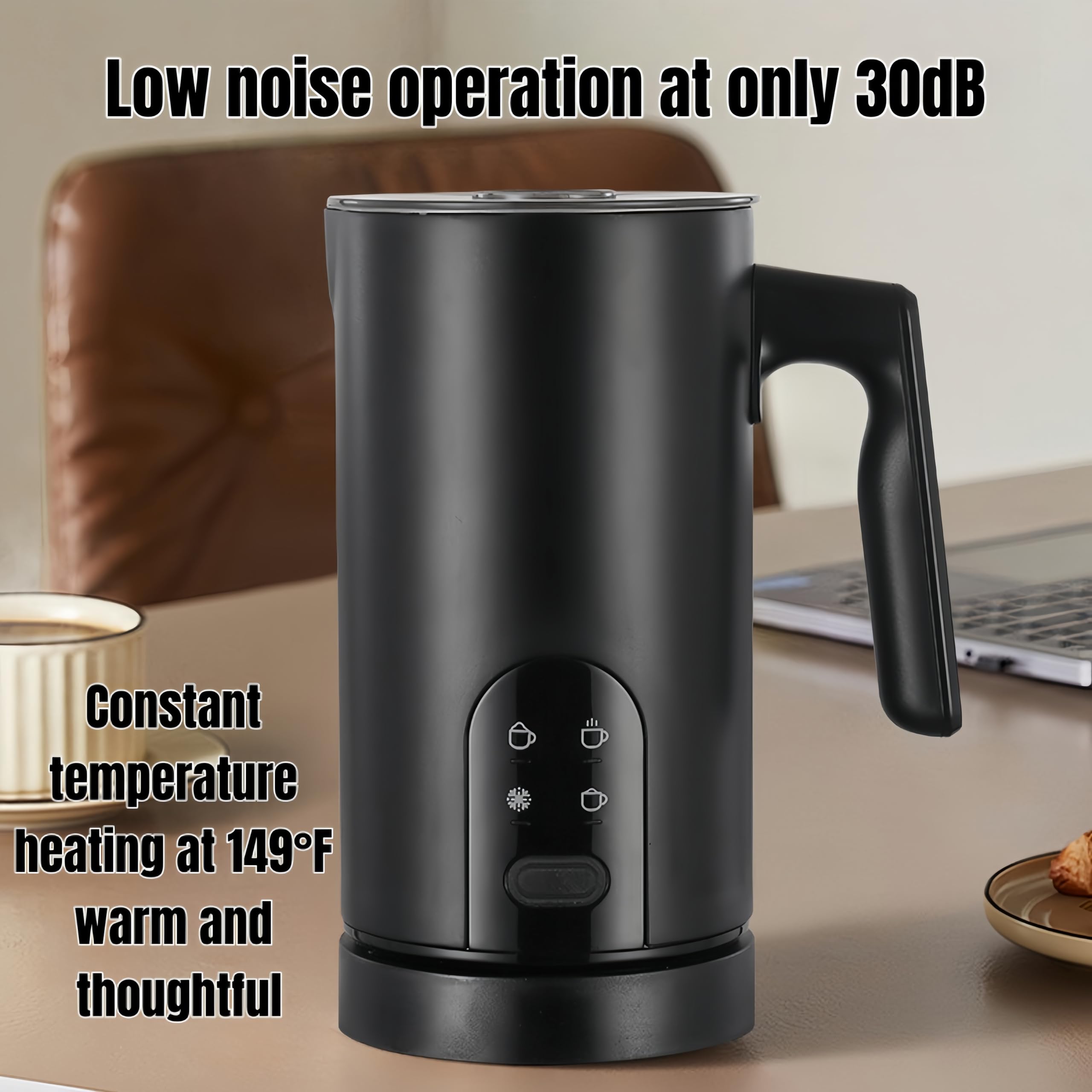 Montalatte elettrico e vaporizzatore, 350 ml, montalatte automatico caldo e freddo, con 4 modalità, per caffè, latte, cappuccino (nero)