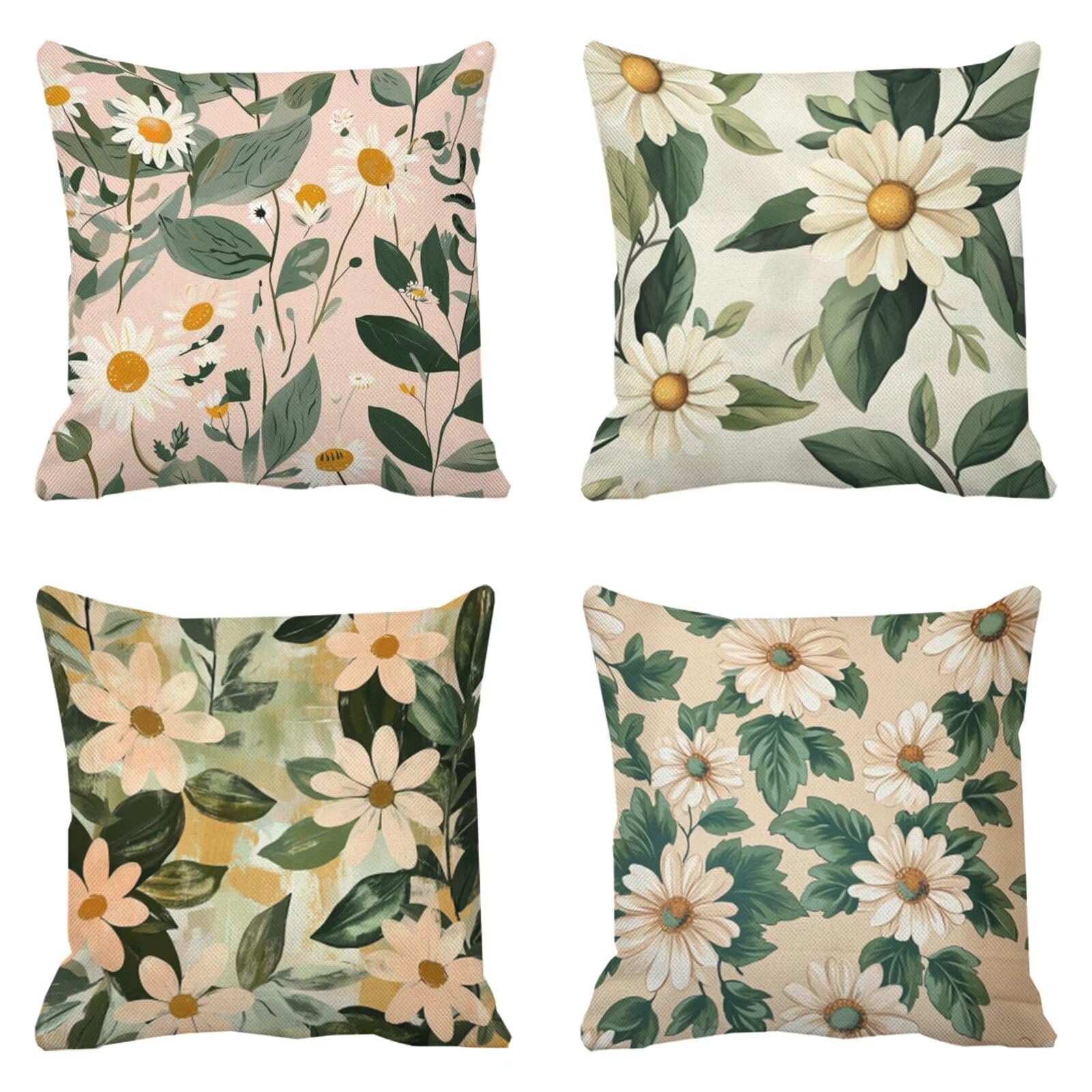 Coussin extérieur imperméable vert 30x30 taie oreiller canapé salon de jardin lin carré