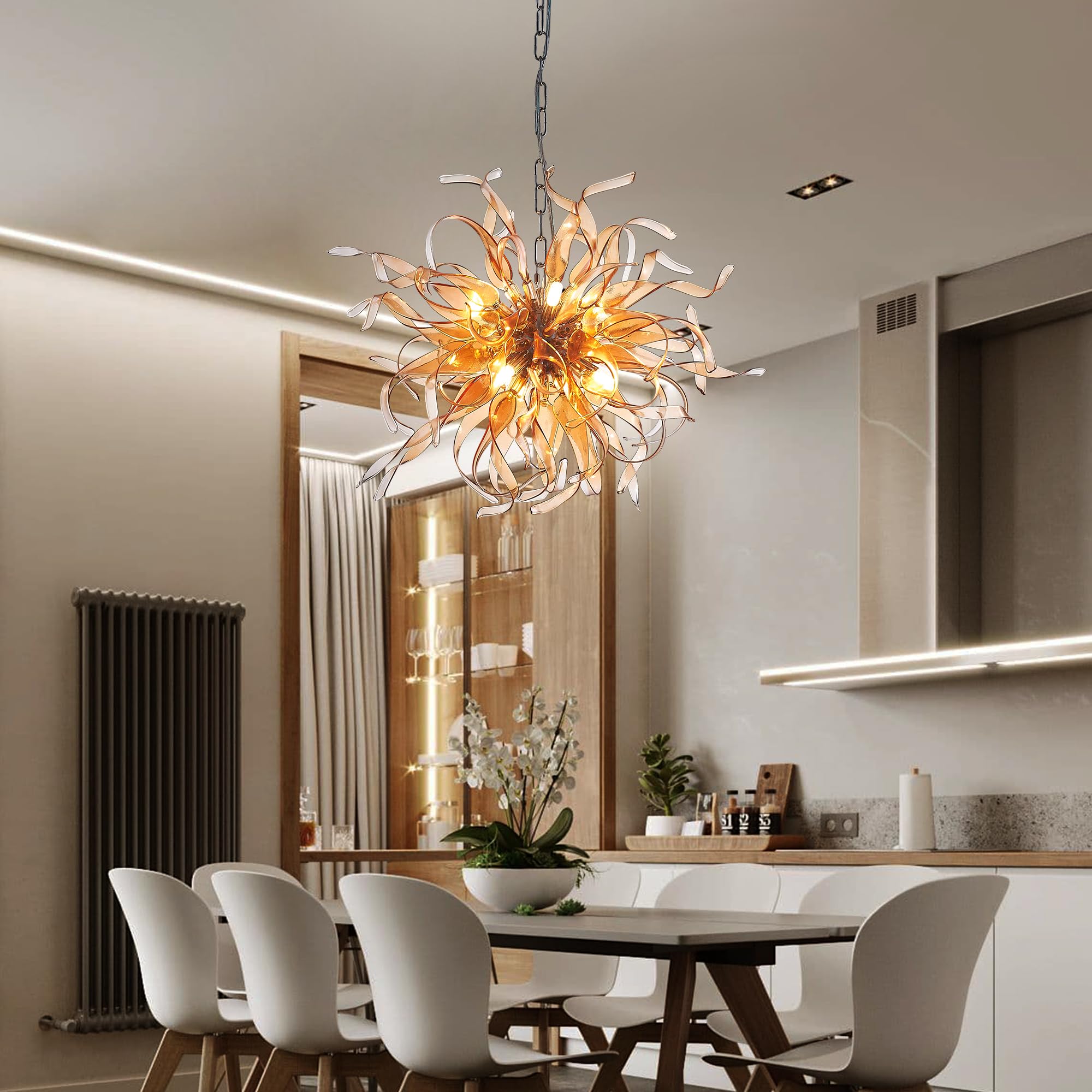 Longree Modern Orange Sputnik Firework Chandelier, 20 in. 6-Lights