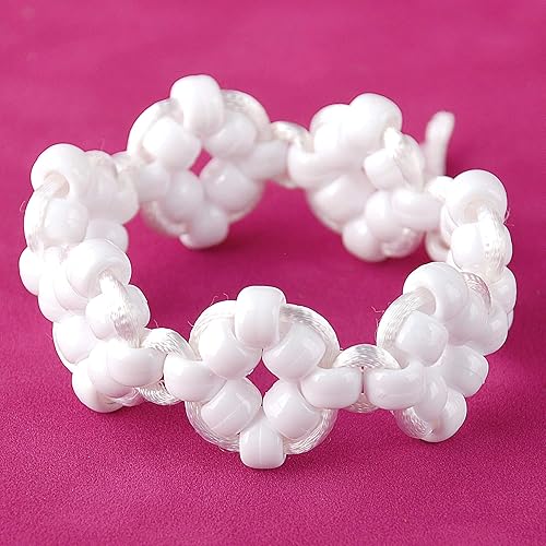 Vista 6 de The Beadery Cuentas rosas, 900 cuentas y cuentas de caballo de barril de 0.236 x 0.354 in, blanco, 900 piezas