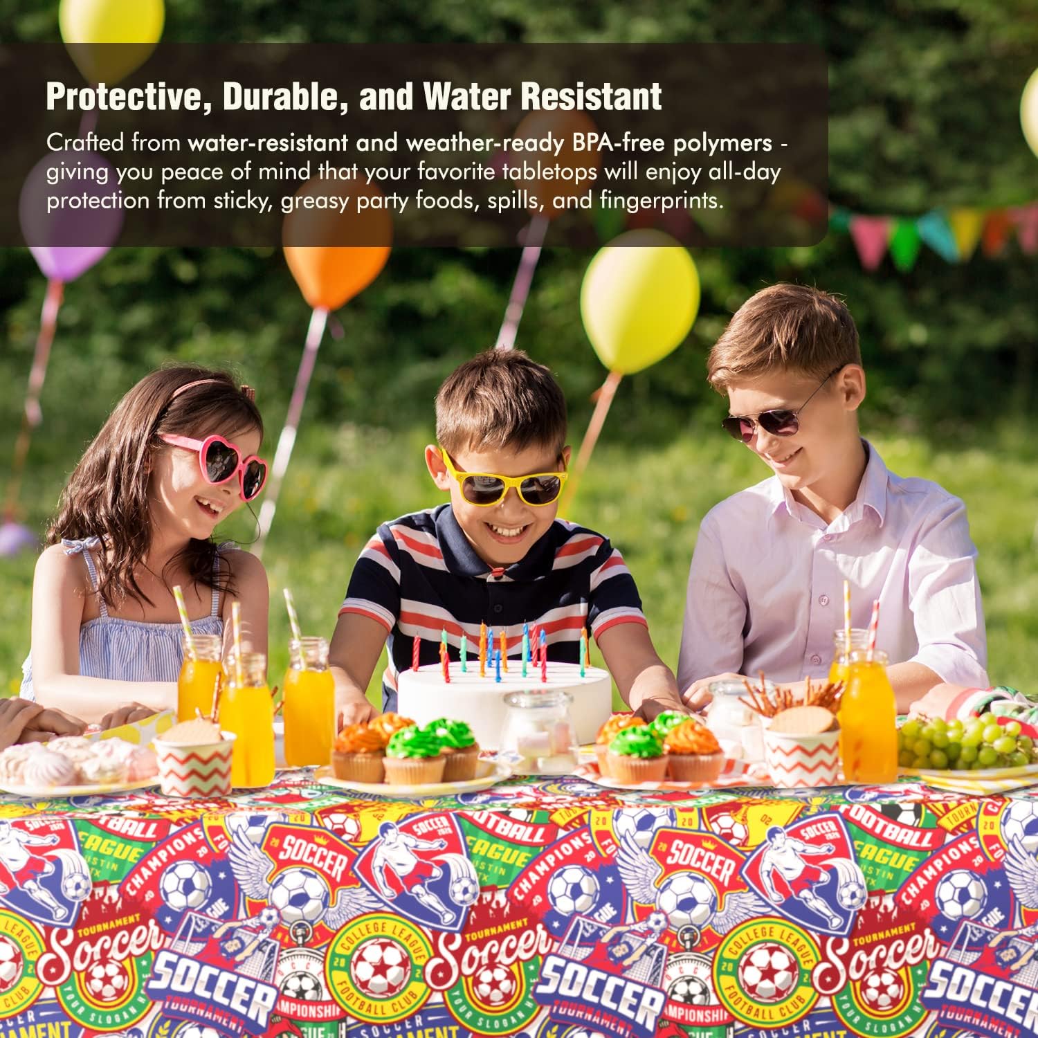 3 Pack Soccer Football Tablecloth Sports Birthday Team Baby Shower Party Table Cover Supplies Decoration Plastic Disposable 108X54 inches