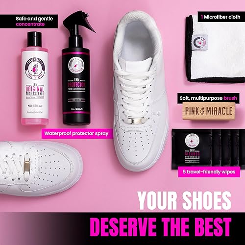 Miniatura 2 de Pink Miracle Kit de cuidado de zapatos incluye limpiador de zapatos de 8 onzas y cepillo, el aerosol protector repelente de tenis, toallitas de