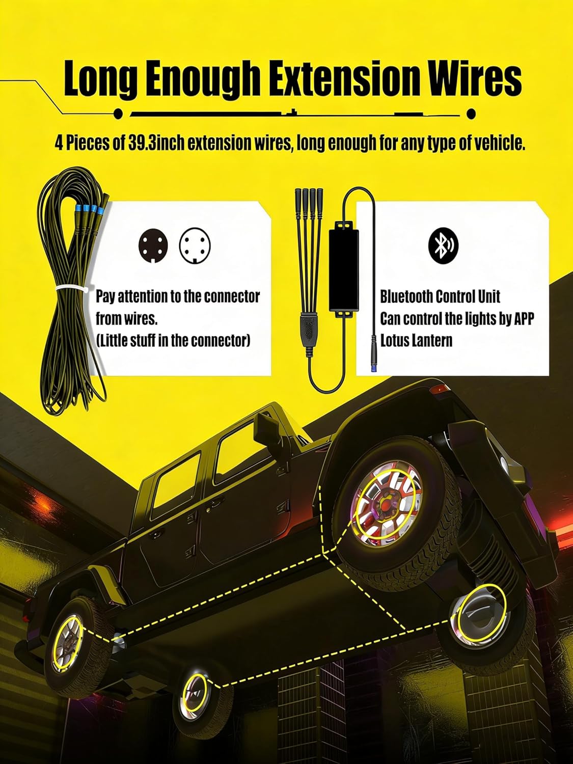 SUNPIE Wheel Lights for Truck 15.5’’ Tire Rim Lights for Trucks Multi Color Wheels Ring Lighting w/240 LEDs, Music Sync for All Vehicles Have 18’’-19’’ Wheels, Including Manual