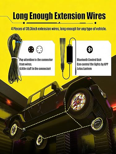 Miniatura 22 de SUNPIE Luces de rueda para camión de color de ensueño para automóviles con gran angular para SUV con llanta de neumáticos de 17 pulgadas y 18