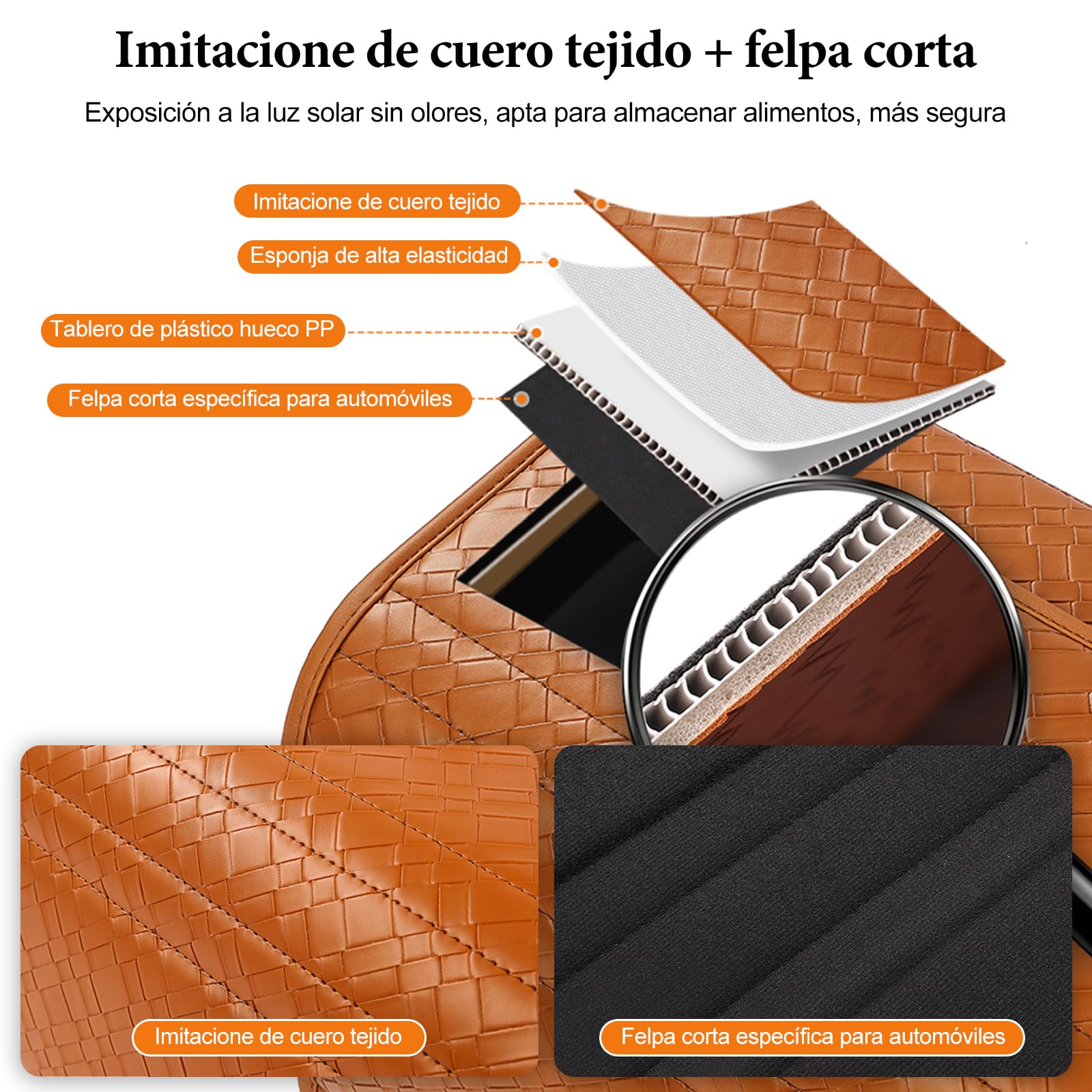 Ergocar Organizador Maletero Cuero Para Coche,Caja Almacenamiento, Contenedor Para Herramientas y Accesorios, Plegable, Con Tapa Magnética, Impermeable, Apto Para, Suv, Camioneta y Automóvil