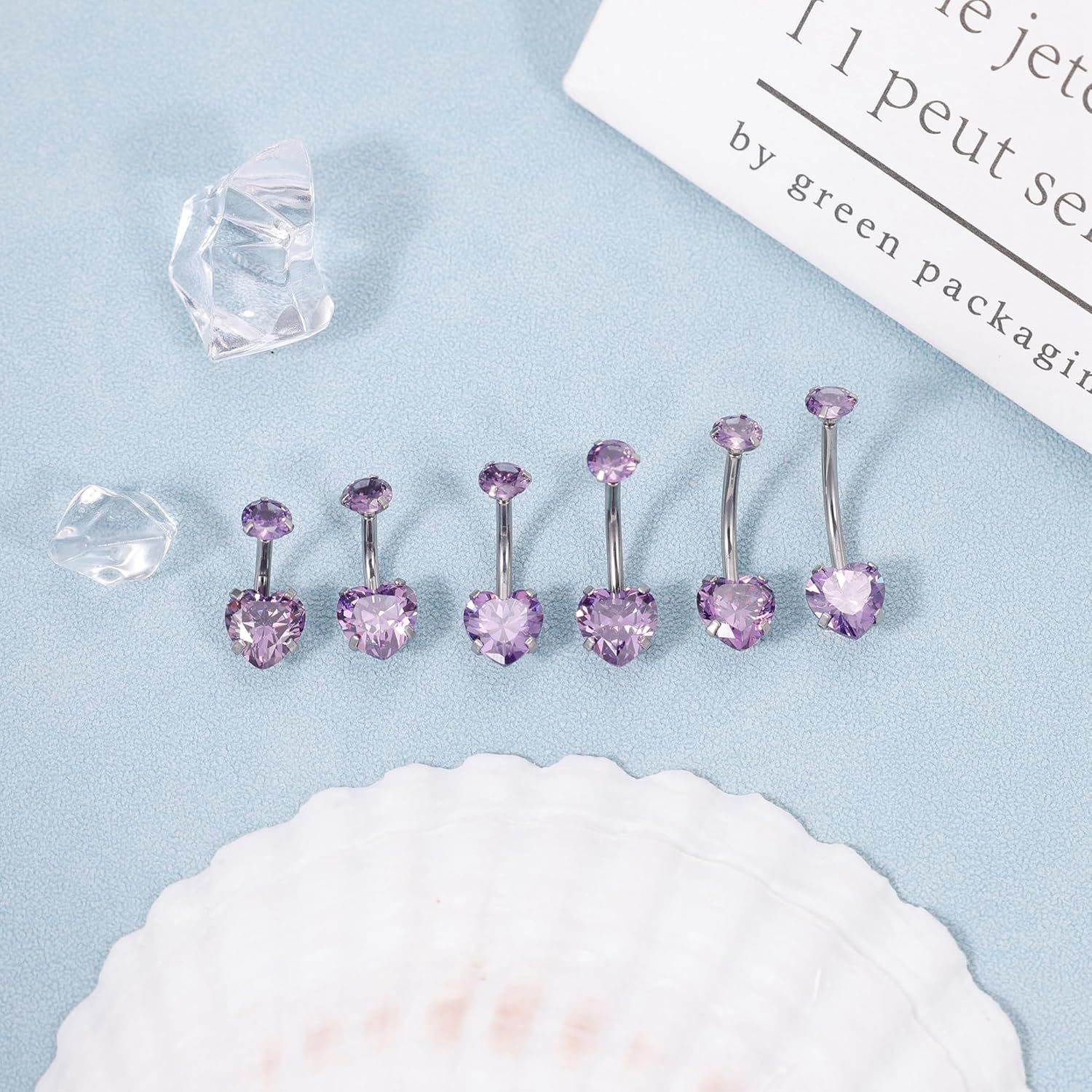 14G G23 Titanium Belly Button Rings for Women Hypoallergenic Heart Belly Rings Internally Threaded Cubic Zirconia Navel Rings for Sensitive Skin Belly Piercing Jewelry 6-16MM - Image 3