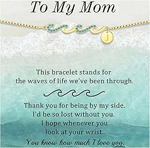 Dainty Gold Bracelet with Initials, Gifts for Women Initial Bracelets for Women Mom Gift Teen Gifts Trendy Stuff Wave Bracelet Grandma Graduation Gifts for Her 2025 Daughter Friend Letter A-Z Birthday Christmas Jewelry
