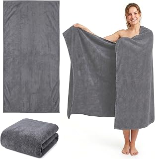 XXL Badetuch Groß 100x200 cm - Saunahandtuch & Badehandtuch Groß, Mikrofaser Baumwolle, Weich Saugfähige, Sauna Handtuch & Saunatuch für Damen und Herren, Duschtuch für Sauna Strand & Bad (Dunkelgrau)