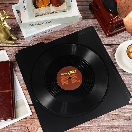 Miniatura 7 de 30 separadores de discos de 12.5 x 13.49 pulgadas, accesorios de discos de vinilo con calcomanías blancas de la A a la Z para organizar la