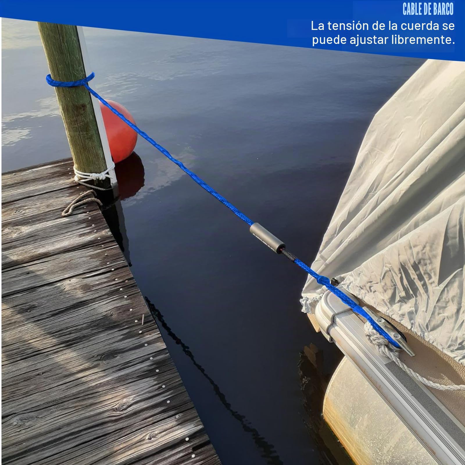 2 cuerdas de amarre para barcos, accesorios para barcos, cuerda de amarre con ojo y ganchos, para kayak, moto acuática, pontoon, canoa, 4