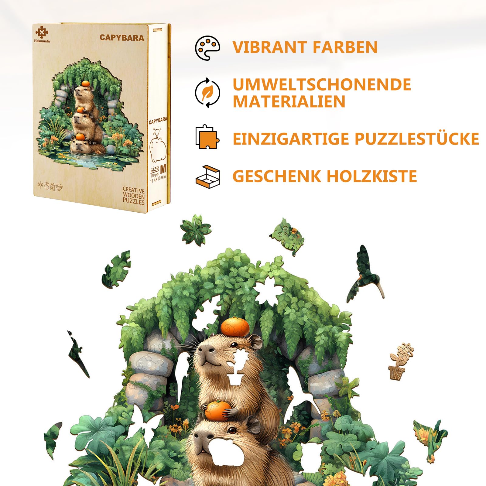 Holzpuzzle Erwachsene – Capybara 250 Teile, 3D-Wanddekoration & Geschenkbox, Kreatives Puzzleset Holzpuzzle Erwachsene – Capybara 250 Teile, 3D-Wanddekoration & Geschenkbox, Kreatives Puzzleset