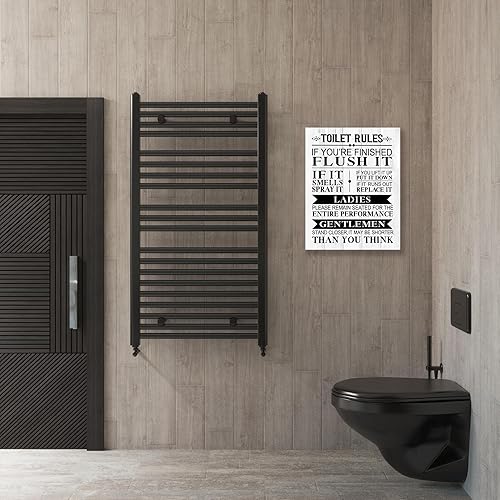 Miniatura 5 de NIKICEE Impresiones artísticas en lienzo con citas de reglas de inodoro, letreros divertidos para decoración de baño, divertido arte de pared de