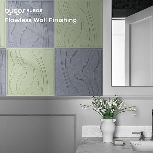 Miniatura 7 de BUBOS Paquete de 6 paneles acústicos grandes, tamaño total de 24 x 24 pulgadas, paneles de pared insonorizados, paneles de sonido decorativos de