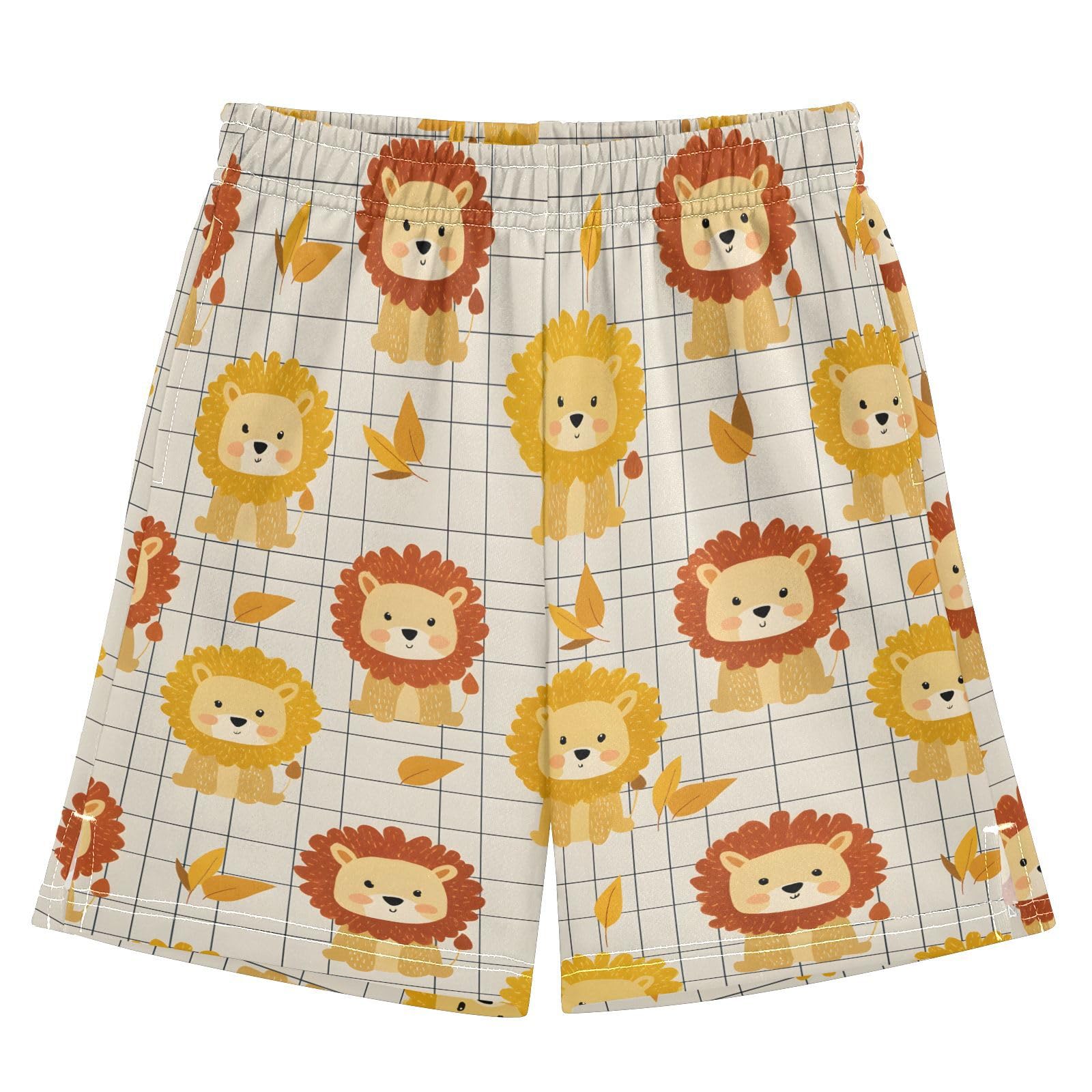 panksolu Yellow Lion Leaves Boys Shorts Casual Athletic Short Summer Track Shorts 14-15 Y