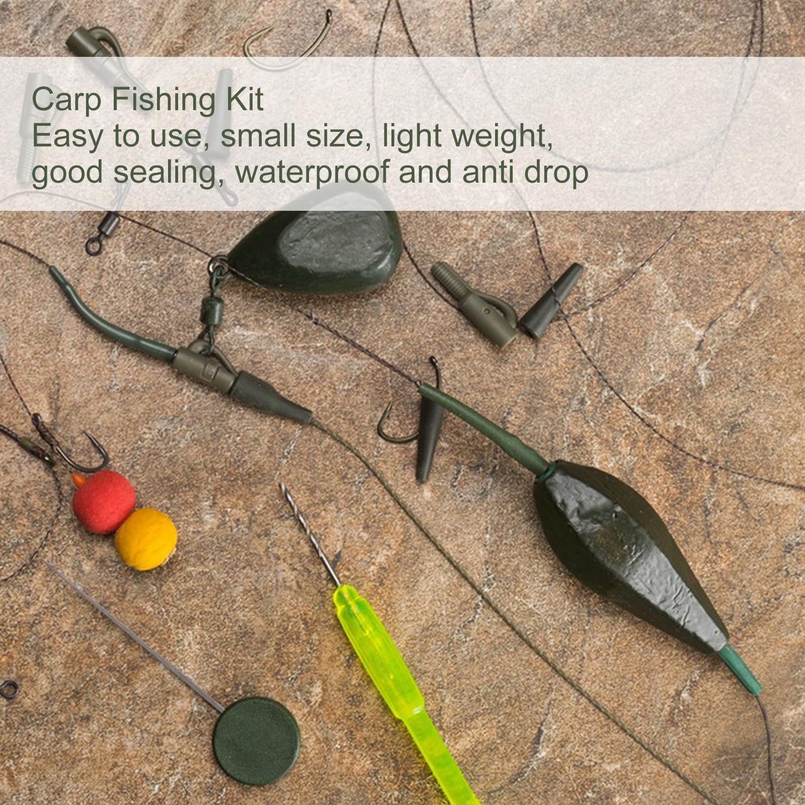 Mangas Antienredos Clips, Accesorios de Pesca de Carpa, 40 Piezas Incluye Clip de Plomo de Seguridad, Kit de Accesorios de Pesca, Alineador de Líneas de Pesca con Caja, Tubo Goma, Tubo Cónico