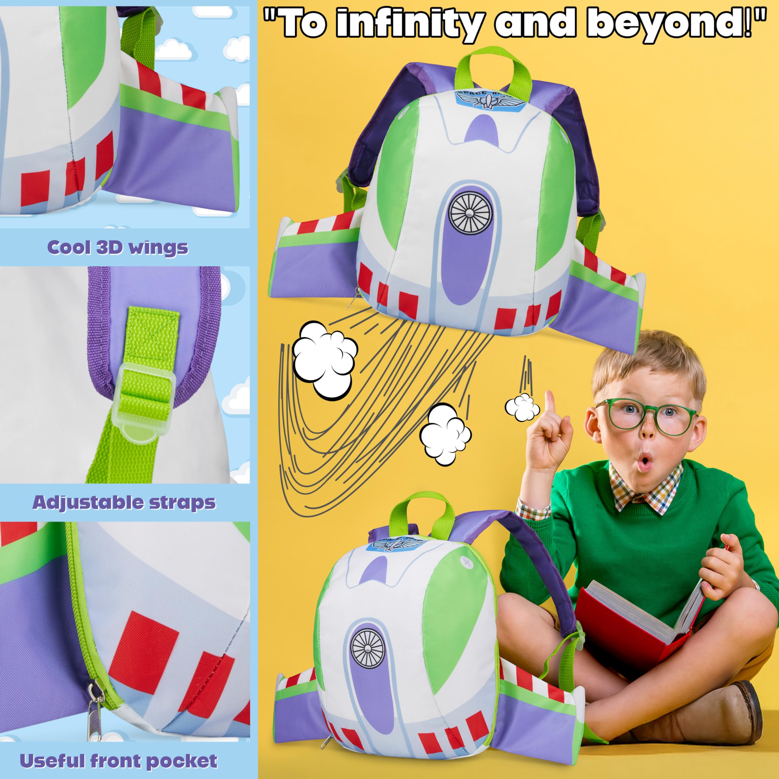 Disney Toy Story Zainetto Bambino Buzz Lightyear 3D Ali Zaino Scuola Asilo Viaggio Gite Giorno Idee Regalo Bambini