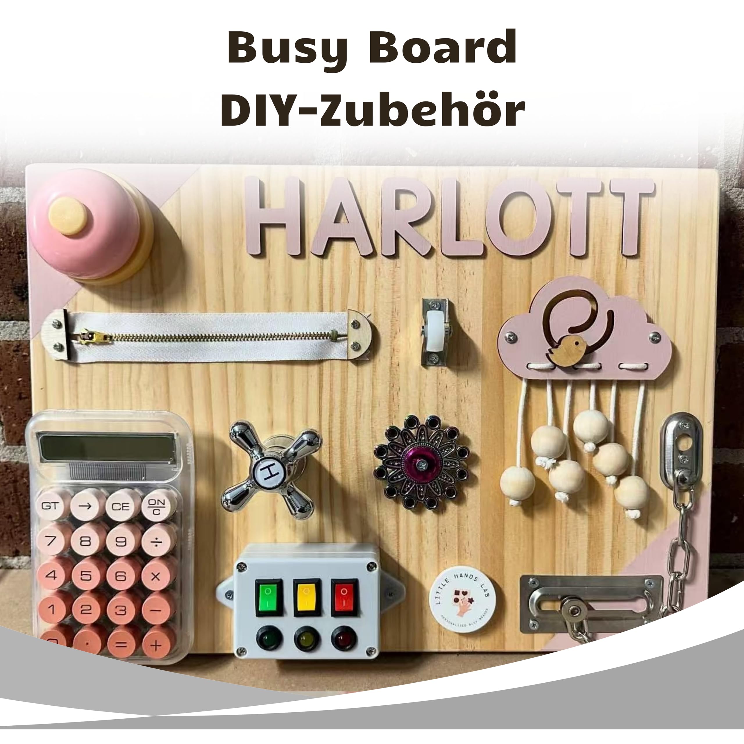 Potatomato Montessori-Holzspielzeug mit verschiedenen Aktivitäten, LED-Spielzeug, Lernspielzeug und Verschlüssen